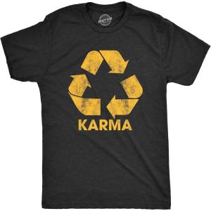 Mens Karma Recycler T Shirt Funny Motivational Positivity Universe Graphic Novelty Tee(Heather Black)