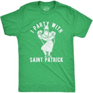Mens Party with St Patrick T Shirt Funny Saint Patricks Day Parade Drinking Shenanigans Outfit(Heather Green)