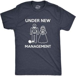 Mens Under New Management Funny Wedding Bachelor Party Novelty Tee for Guys(Heather Navy)