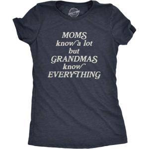 Womens Moms Know A Lot But Grandmas Know Everything T Shirt Funny Mothers Day Family Tee(Heather Navy)