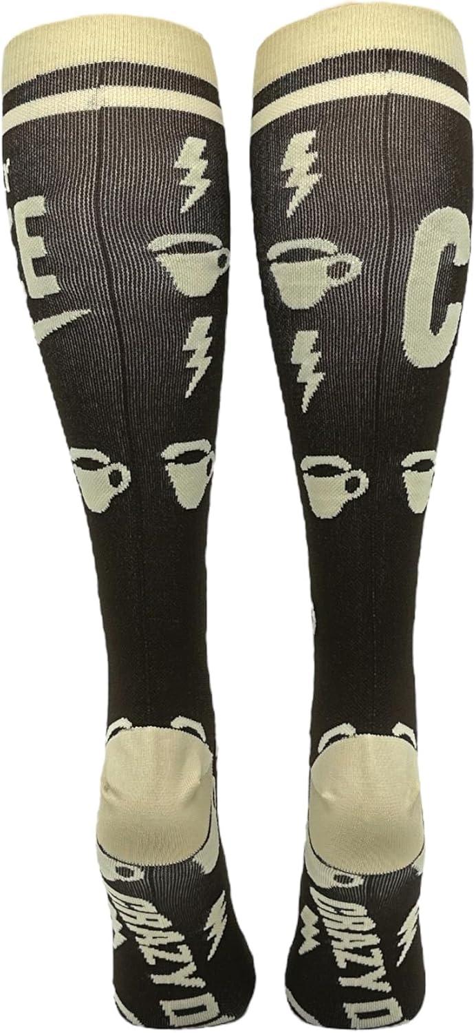 imageCrazy Dog TShirts Funny Compression Socks for Women and Men Cute Compression Socks for WomenPowered By Coffee