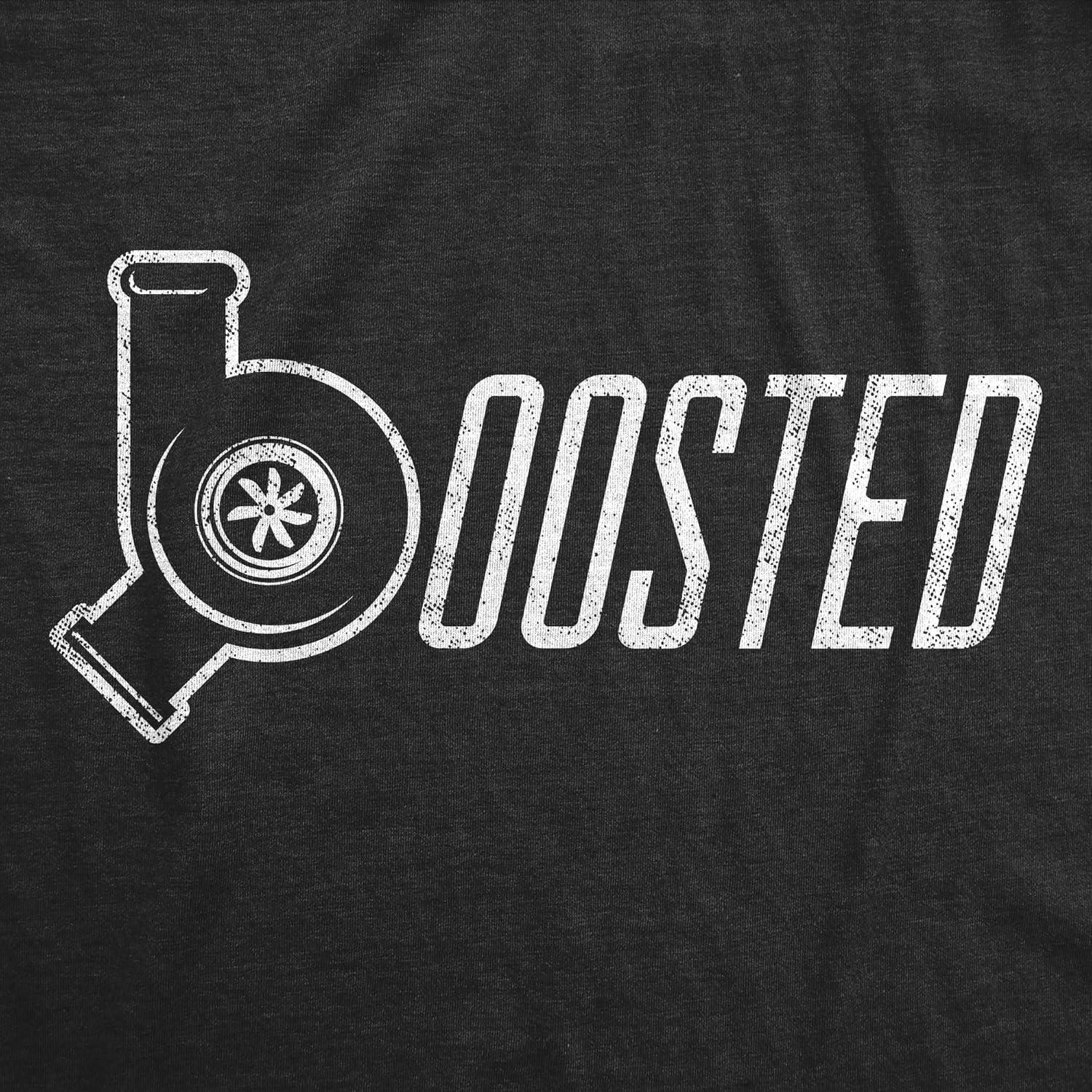 imageMens Boosted T Shirt Funny Car Guy Mechanic Turbo Garage Graphic Novelty Tee for GuysHeather Black