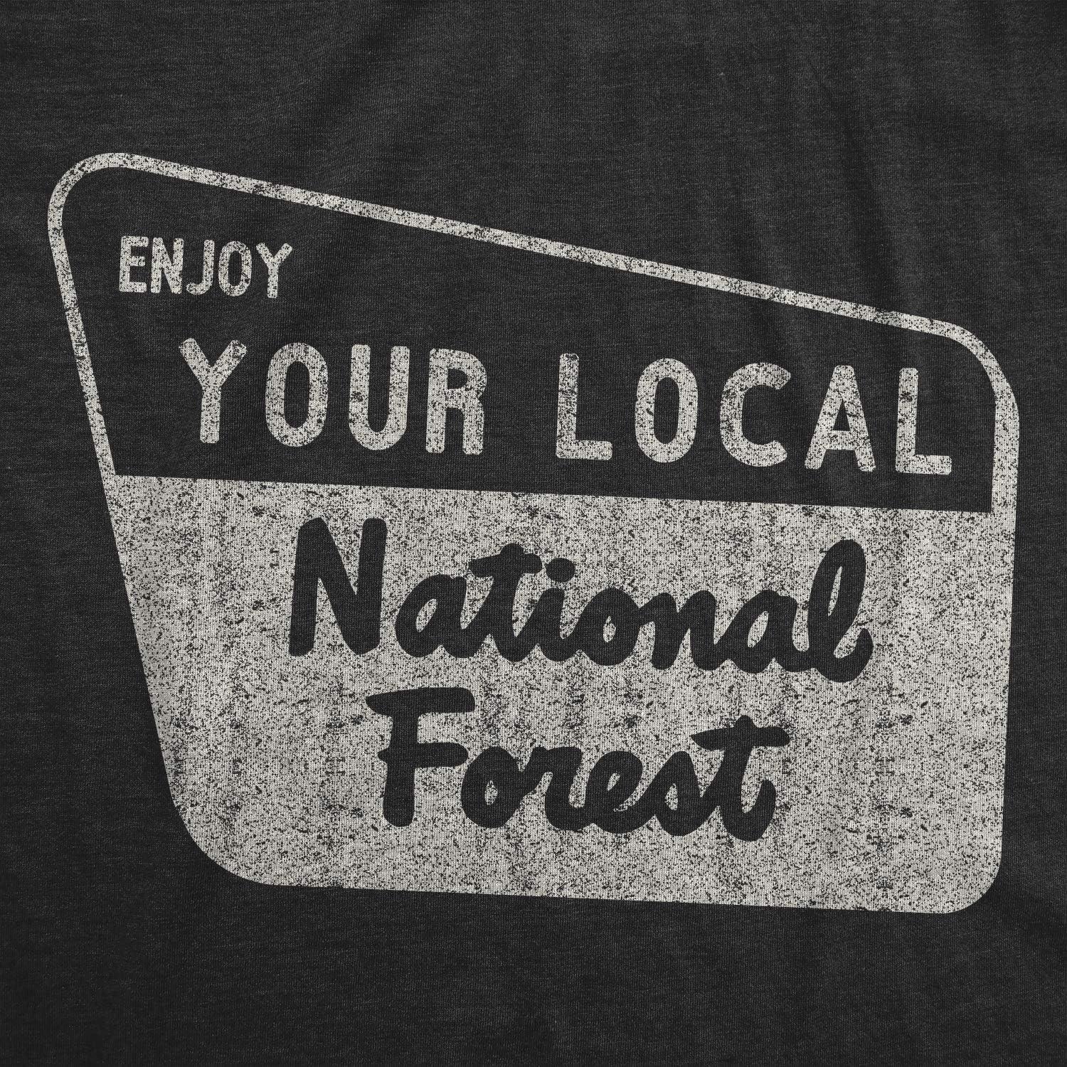 imageMens Enjoy Your National Forest Funny Outdoor Vintage Camping Mountains T ShirtHeather Black