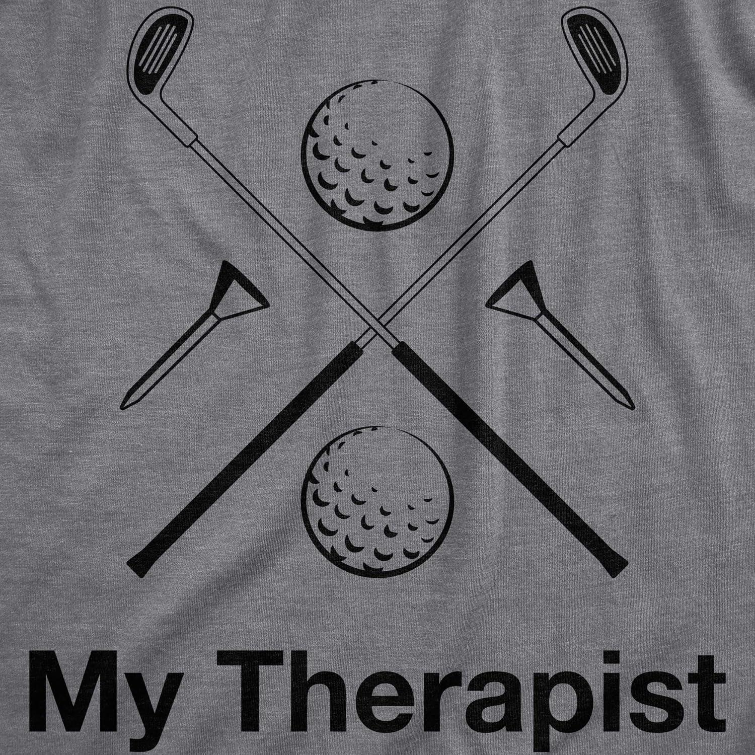 imageMens My Therapist Golf T Shirt Funny Sports Activity Golfing Graphic Novelty Tee Crazy Dog Novelty Mens TShirts with Golf Sayings Soft Comfortable Funny Graphic Tee Dark Heather Grey M