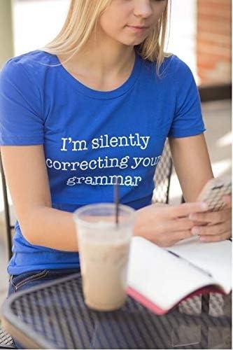 imageWomens Silently Correcting Your Grammar Funny T Shirt Nerdy Sarcastic Novelty TeeHeather Royal