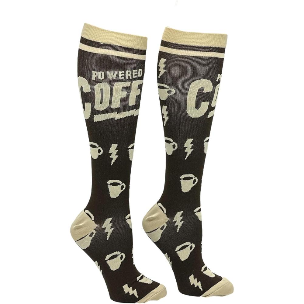 imageCrazy Dog TShirts Funny Compression Socks for Women and Men Cute Compression Socks for WomenPowered By Coffee