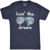 Mens Living The Dream T Shirt Cool Vacation Tee Graphic Novelty Tee Beach for Guys(Heather Navy)