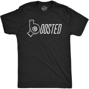 Mens Boosted T Shirt Funny Car Guy Mechanic Turbo Garage Graphic Novelty Tee for Guys(Heather Black)