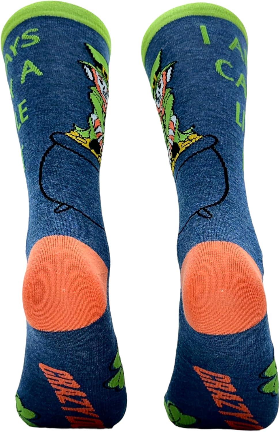 imageCrazy Dog TShirts Funny Socks for St Patricks Day Green Irish Socks for the Parade on Saint Pattys DayCarry a Little Pot