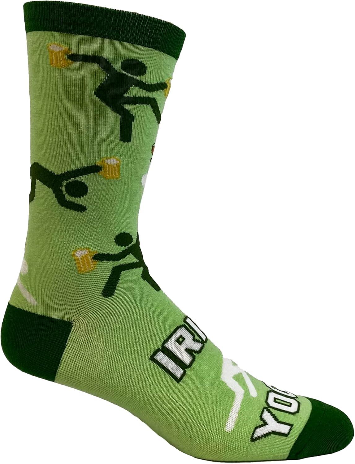 imageCrazy Dog TShirts Funny Socks for St Patricks Day Green Irish Socks for the Parade on Saint Pattys DayIrish Yoga