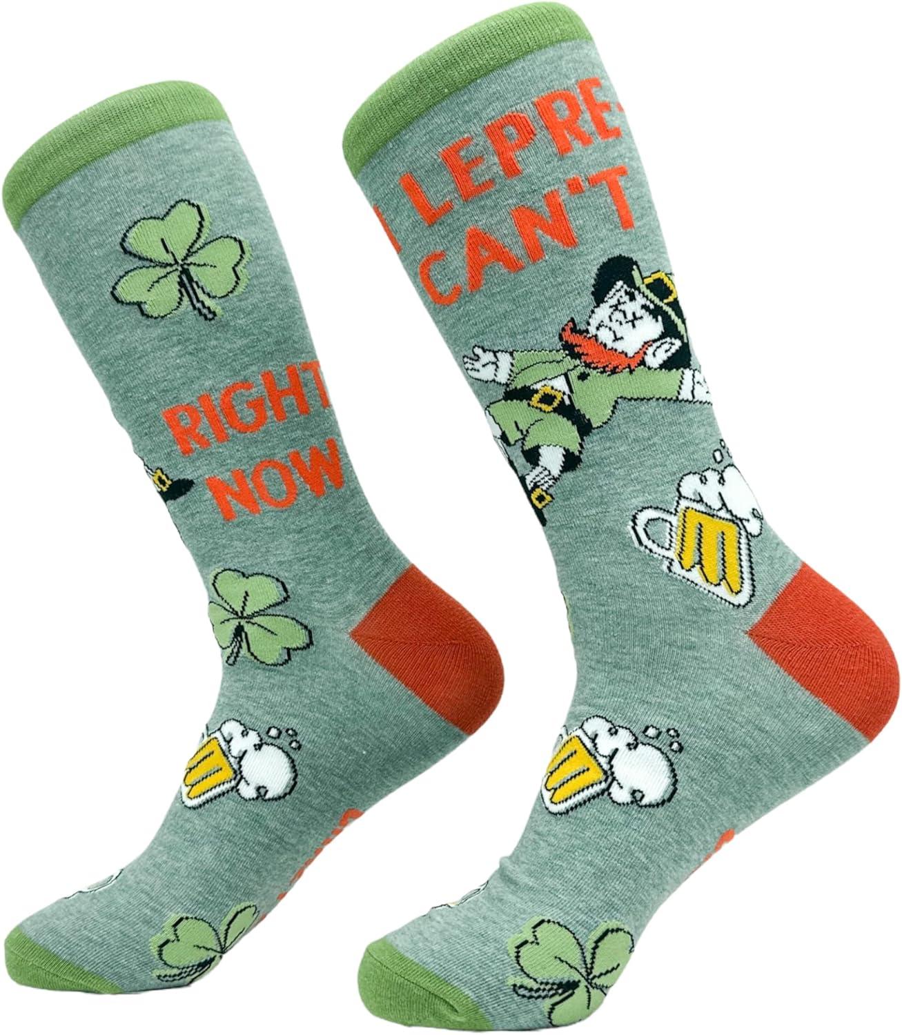 imageCrazy Dog TShirts Funny Socks for St Patricks Day Green Irish Socks for the Parade on Saint Pattys DayLeprecant