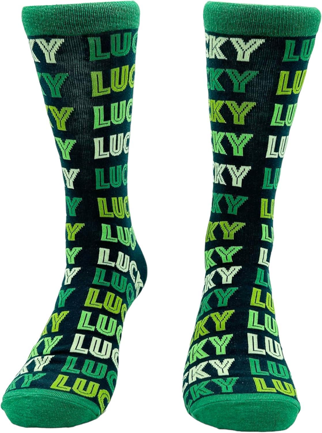 imageCrazy Dog TShirts Funny Socks for St Patricks Day Green Irish Socks for the Parade on Saint Pattys DayLucky Socks