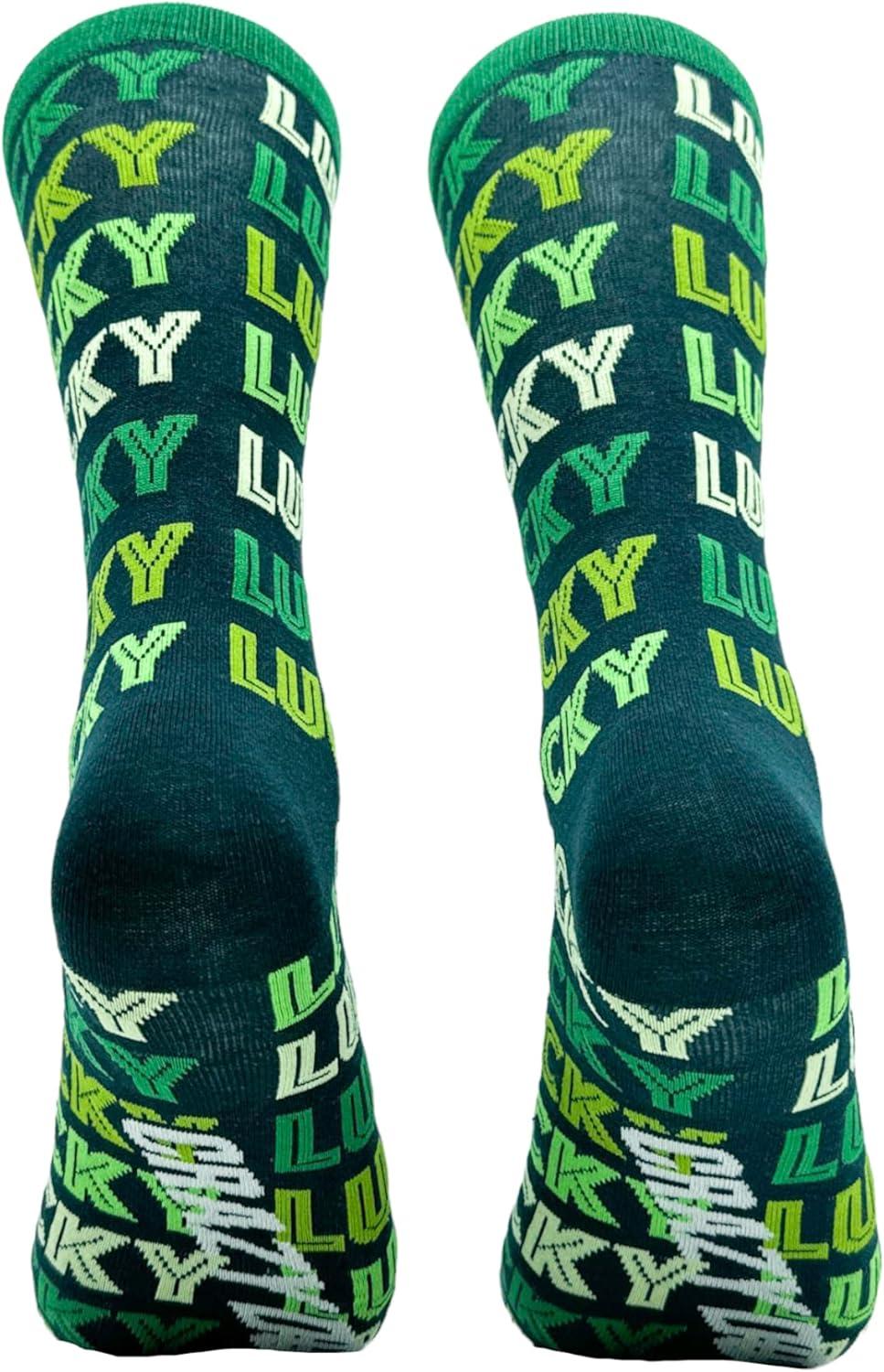 imageCrazy Dog TShirts Funny Socks for St Patricks Day Green Irish Socks for the Parade on Saint Pattys DayLucky Socks