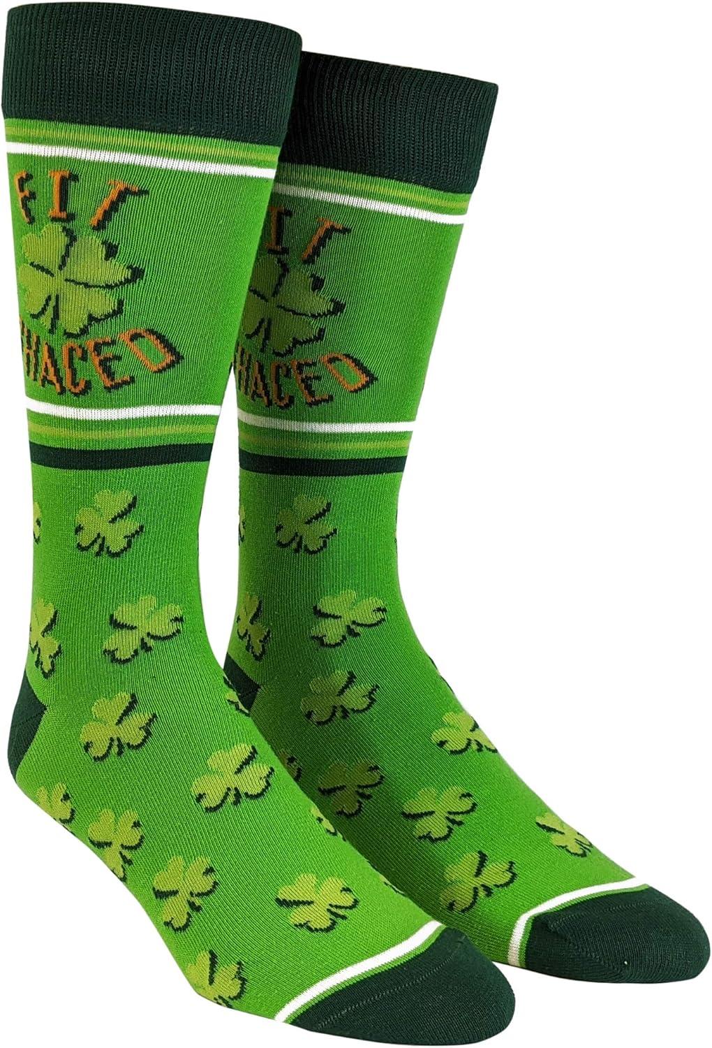 imageCrazy Dog TShirts Funny Socks for St Patricks Day Green Irish Socks for the Parade on Saint Pattys DayMens Fit Shaced