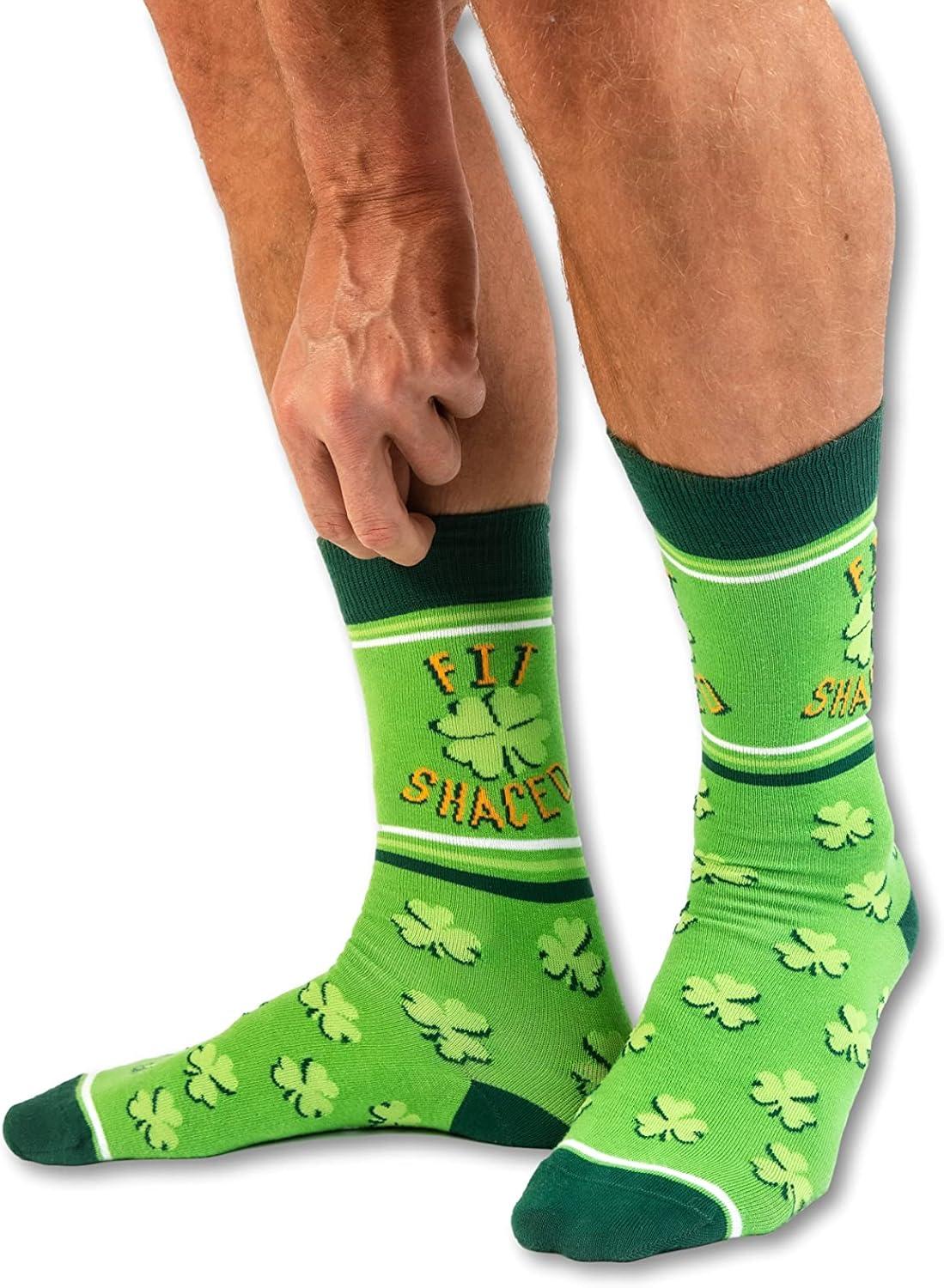 imageCrazy Dog TShirts Funny Socks for St Patricks Day Green Irish Socks for the Parade on Saint Pattys DayMens Fit Shaced