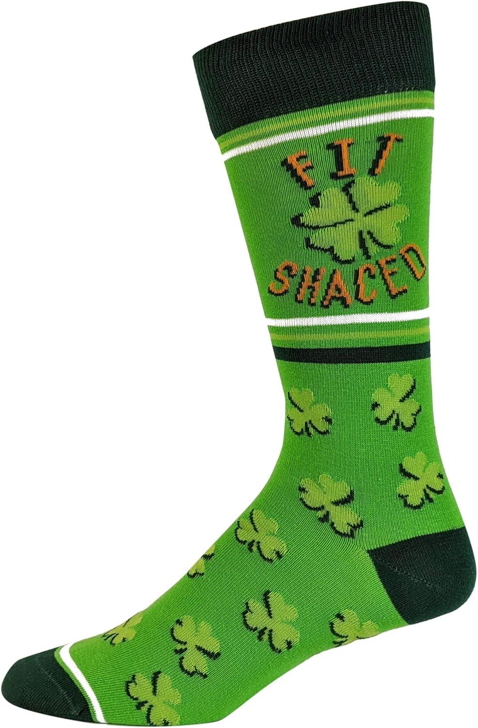imageCrazy Dog TShirts Funny Socks for St Patricks Day Green Irish Socks for the Parade on Saint Pattys DayMens Fit Shaced