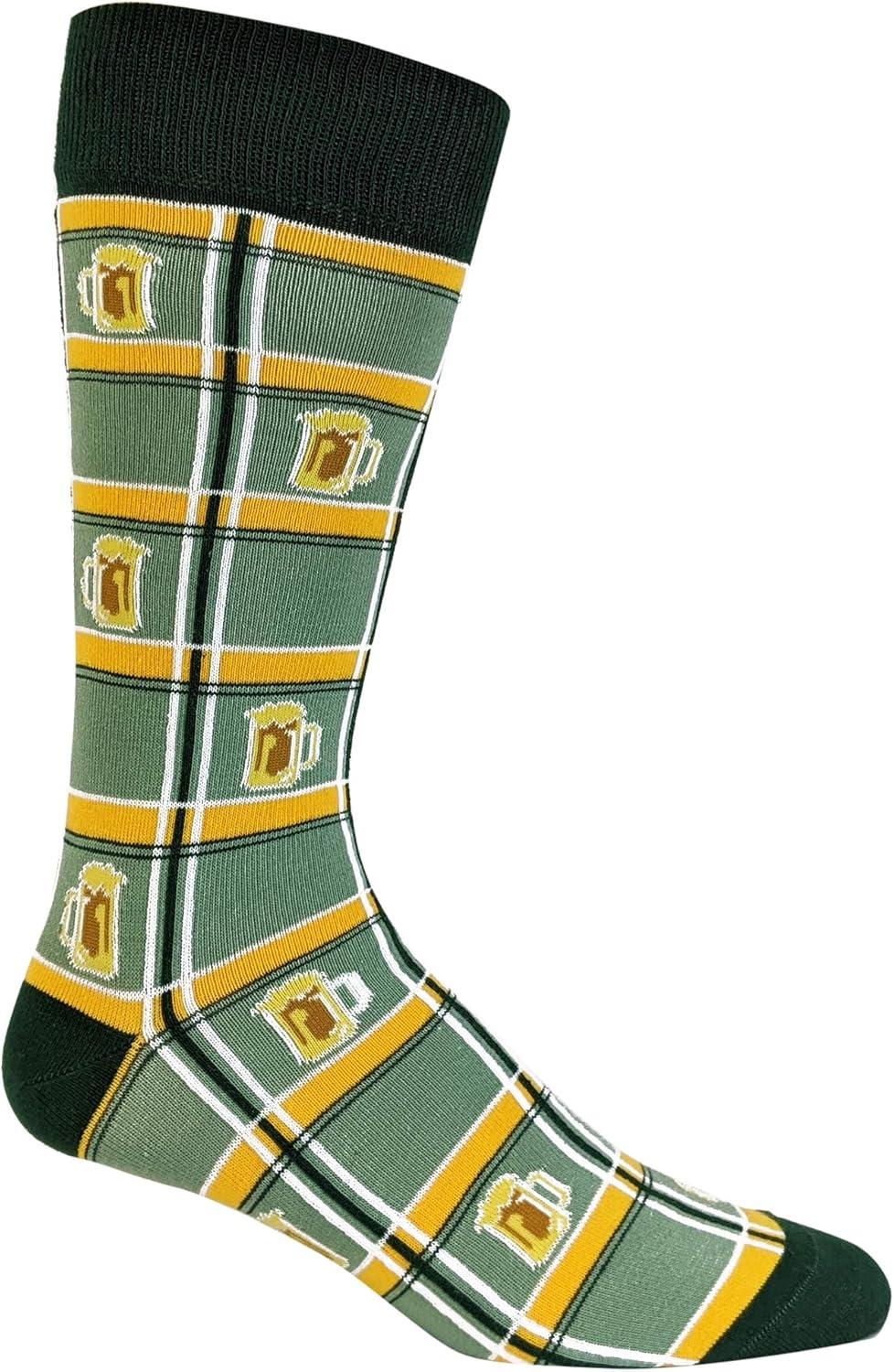 imageCrazy Dog TShirts Funny Socks for St Patricks Day Green Irish Socks for the Parade on Saint Pattys DayPlaid Beers
