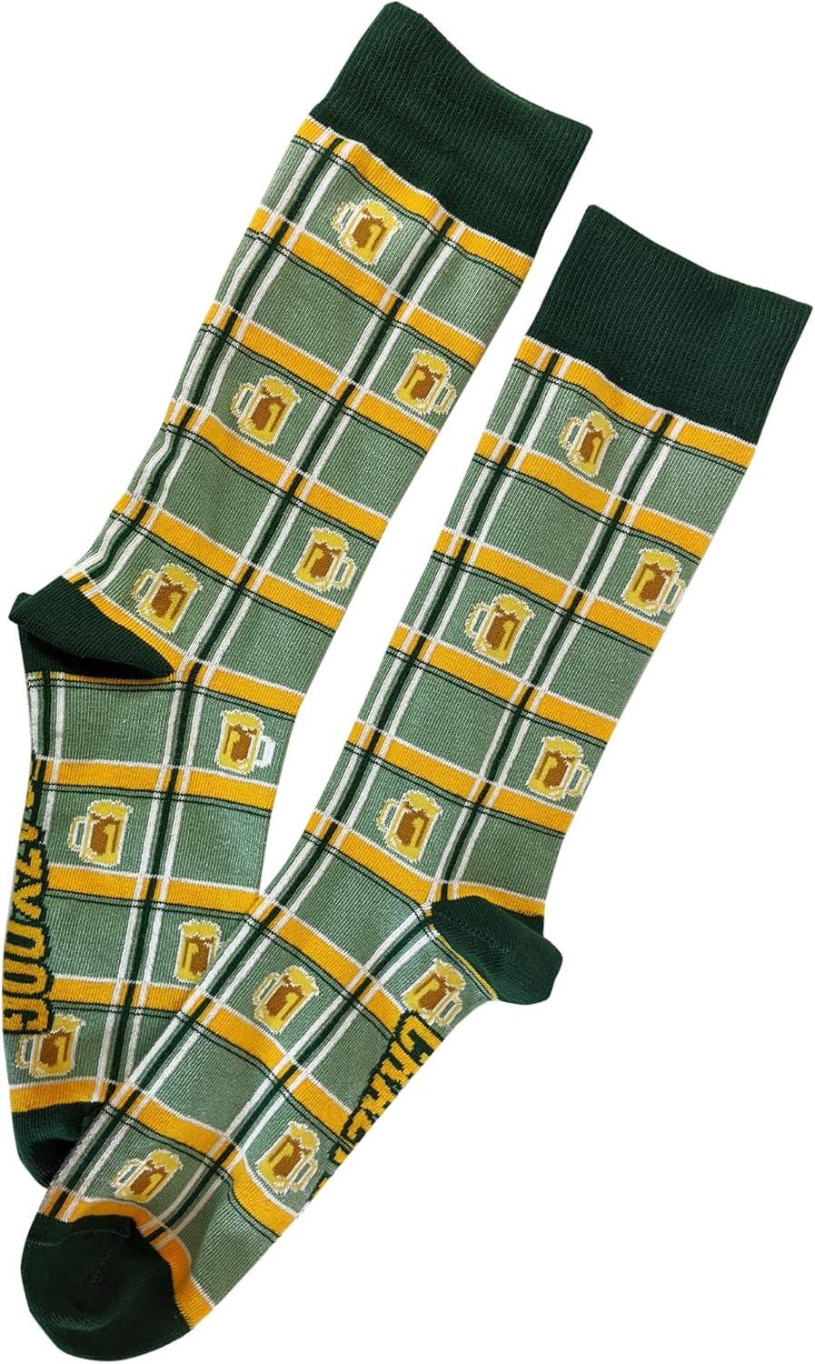 imageCrazy Dog TShirts Funny Socks for St Patricks Day Green Irish Socks for the Parade on Saint Pattys DayPlaid Beers