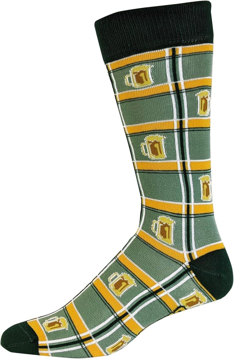 imageCrazy Dog TShirts Funny Socks for St Patricks Day Green Irish Socks for the Parade on Saint Pattys DayPlaid Beers