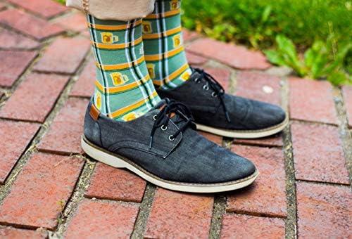 imageCrazy Dog TShirts Funny Socks for St Patricks Day Green Irish Socks for the Parade on Saint Pattys DayPlaid Beers