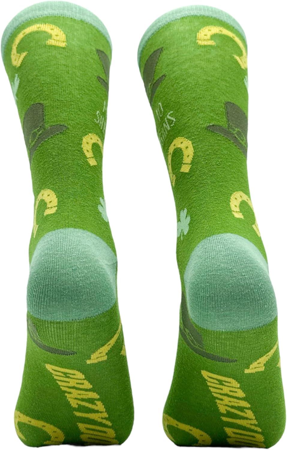 imageCrazy Dog TShirts Funny Socks for St Patricks Day Green Irish Socks for the Parade on Saint Pattys DayProne 2 Shenanigans