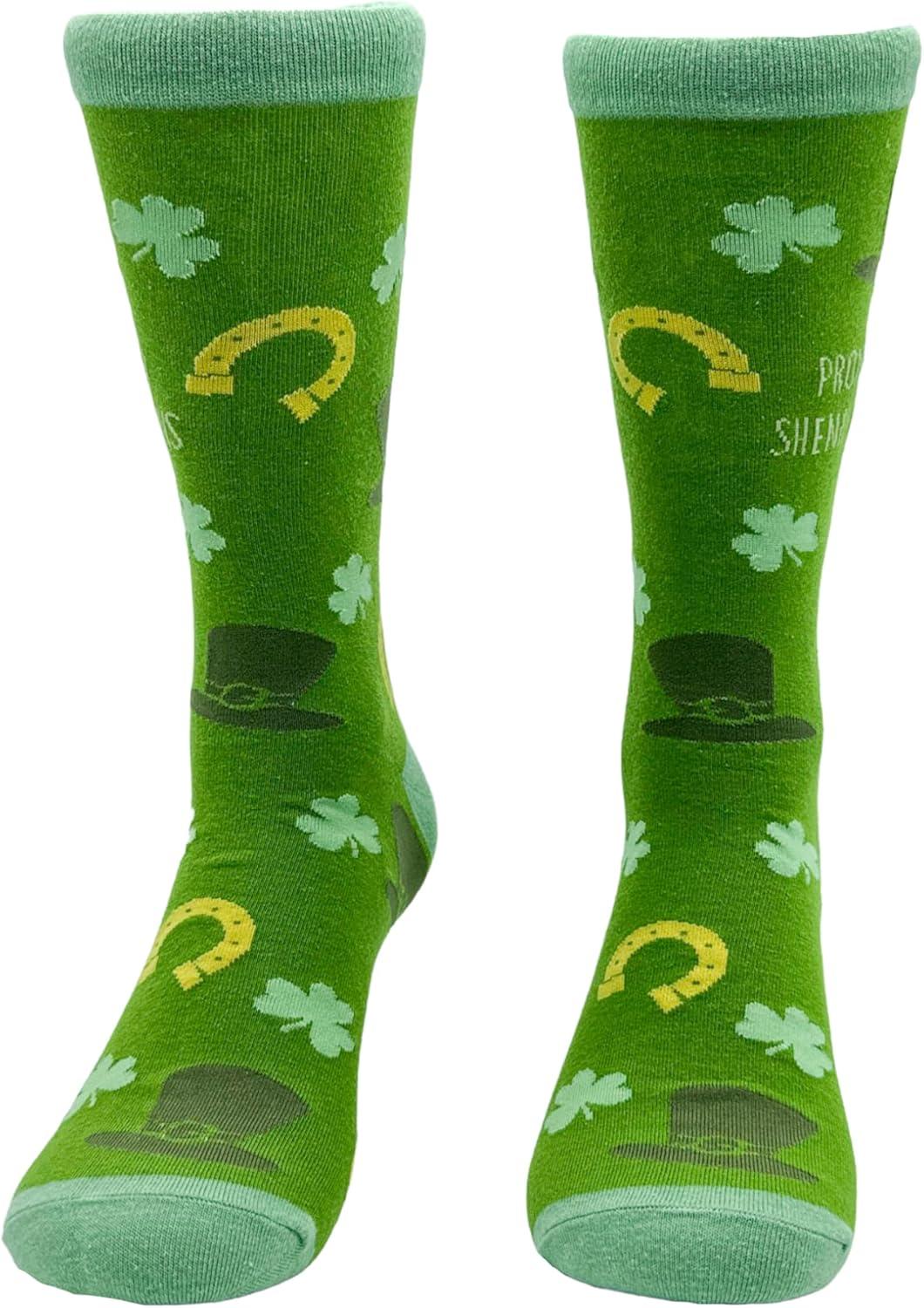 imageCrazy Dog TShirts Funny Socks for St Patricks Day Green Irish Socks for the Parade on Saint Pattys DayProne 2 Shenanigans