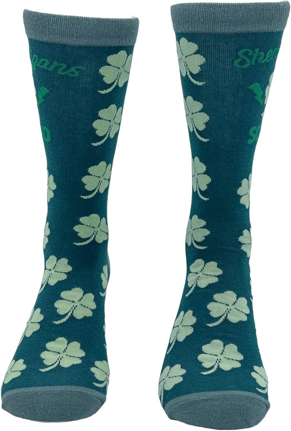 imageCrazy Dog TShirts Funny Socks for St Patricks Day Green Irish Socks for the Parade on Saint Pattys DayShenanigans Squad