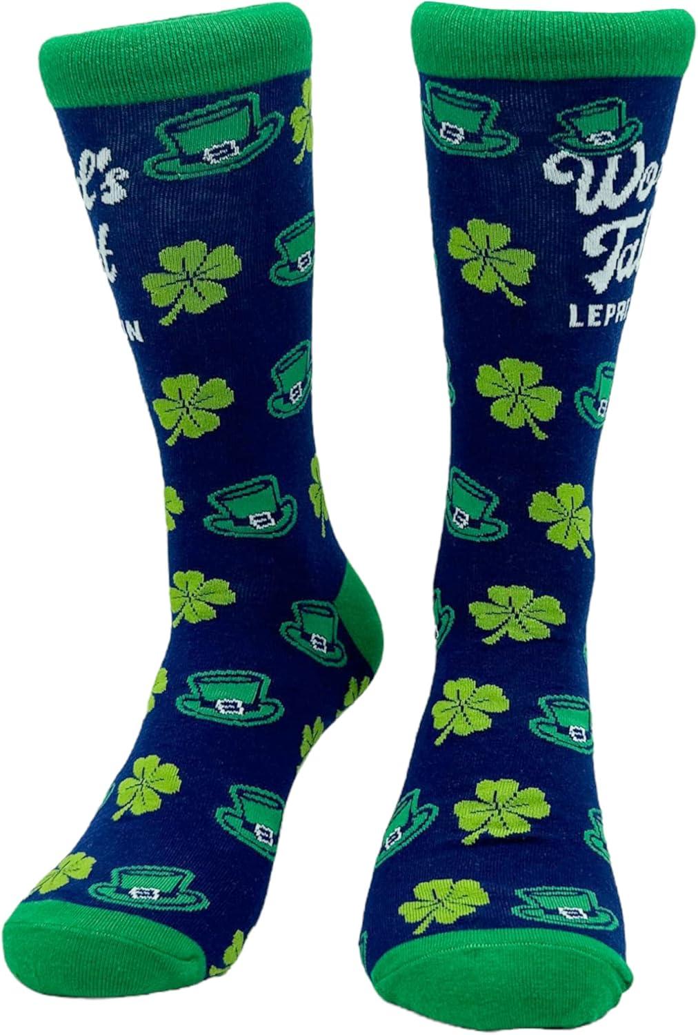 imageCrazy Dog TShirts Funny Socks for St Patricks Day Green Irish Socks for the Parade on Saint Pattys DayTallest Leprechaun
