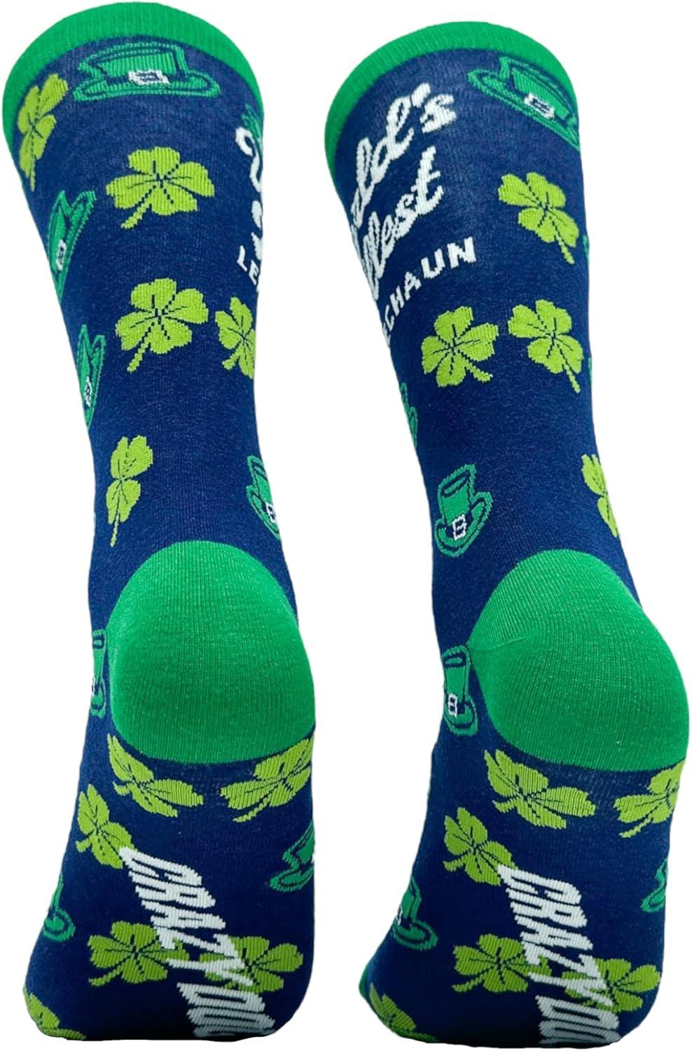 imageCrazy Dog TShirts Funny Socks for St Patricks Day Green Irish Socks for the Parade on Saint Pattys DayTallest Leprechaun