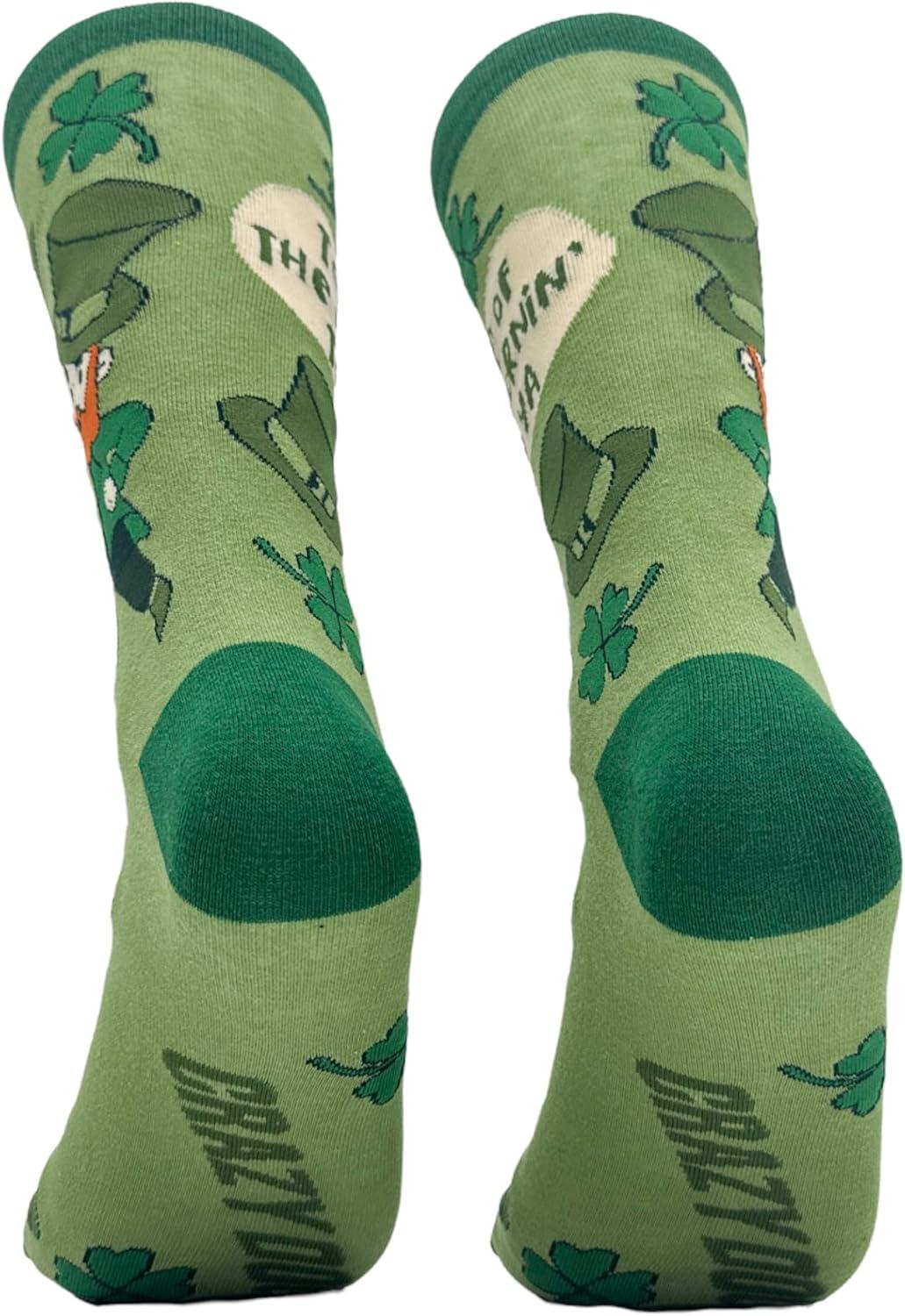 imageCrazy Dog TShirts Funny Socks for St Patricks Day Green Irish Socks for the Parade on Saint Pattys DayTop of the Mornin