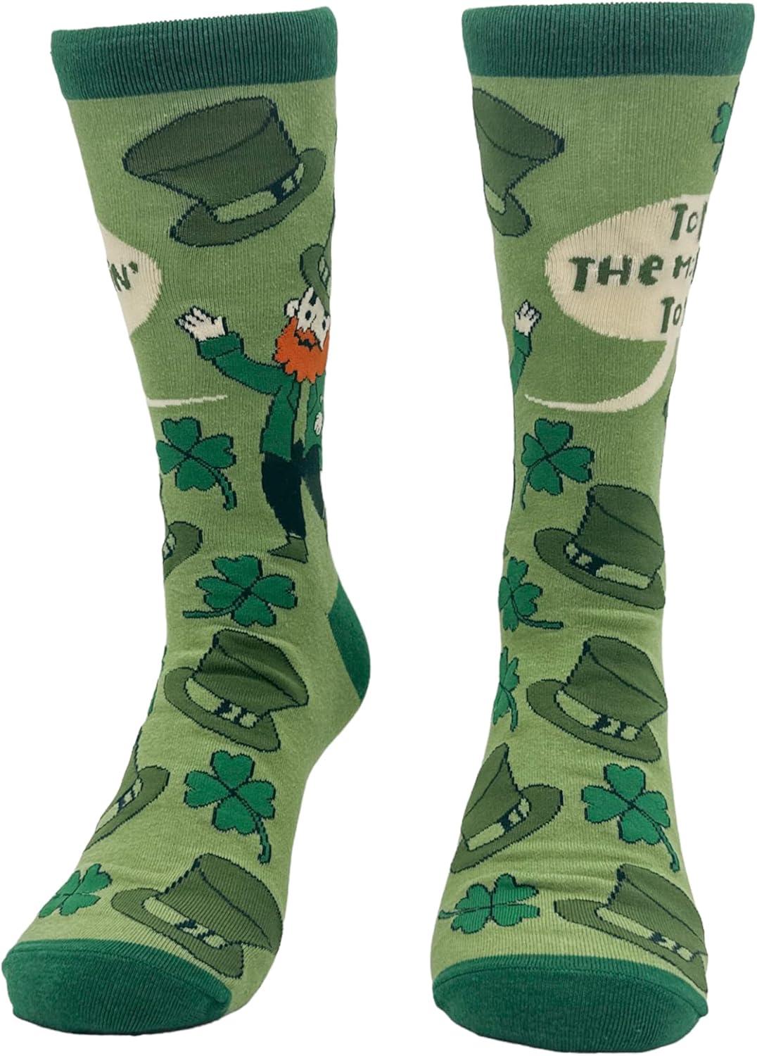 imageCrazy Dog TShirts Funny Socks for St Patricks Day Green Irish Socks for the Parade on Saint Pattys DayTop of the Mornin