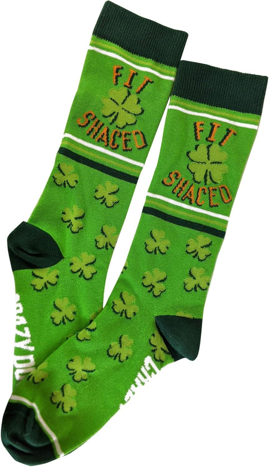 imageCrazy Dog TShirts Funny Socks for St Patricks Day Green Irish Socks for the Parade on Saint Pattys DayWomens Fit Shaced