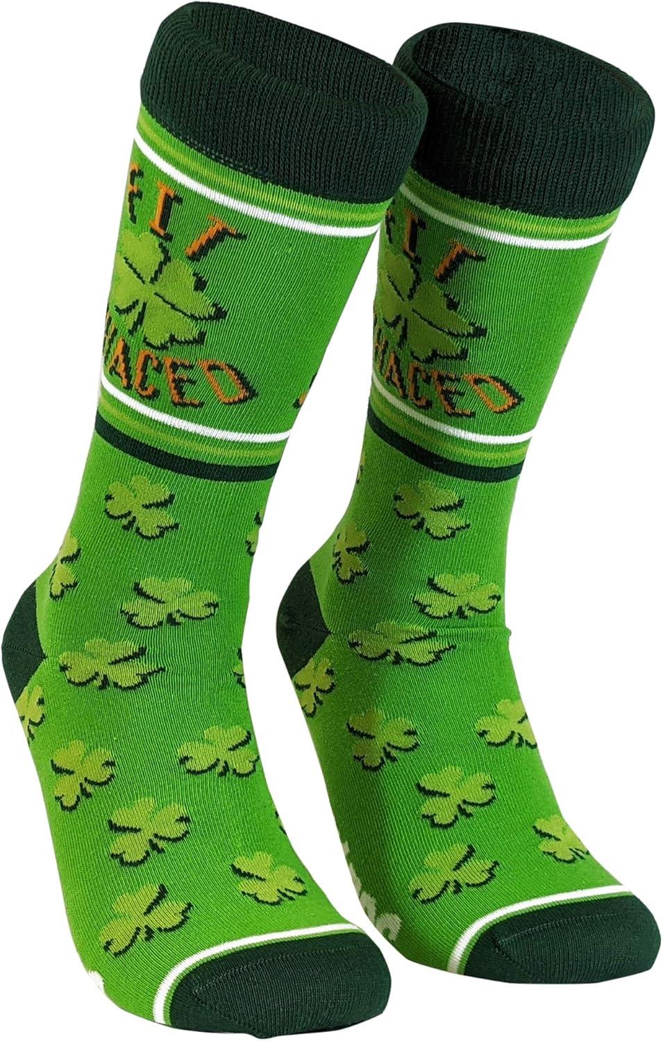 imageCrazy Dog TShirts Funny Socks for St Patricks Day Green Irish Socks for the Parade on Saint Pattys DayWomens Fit Shaced