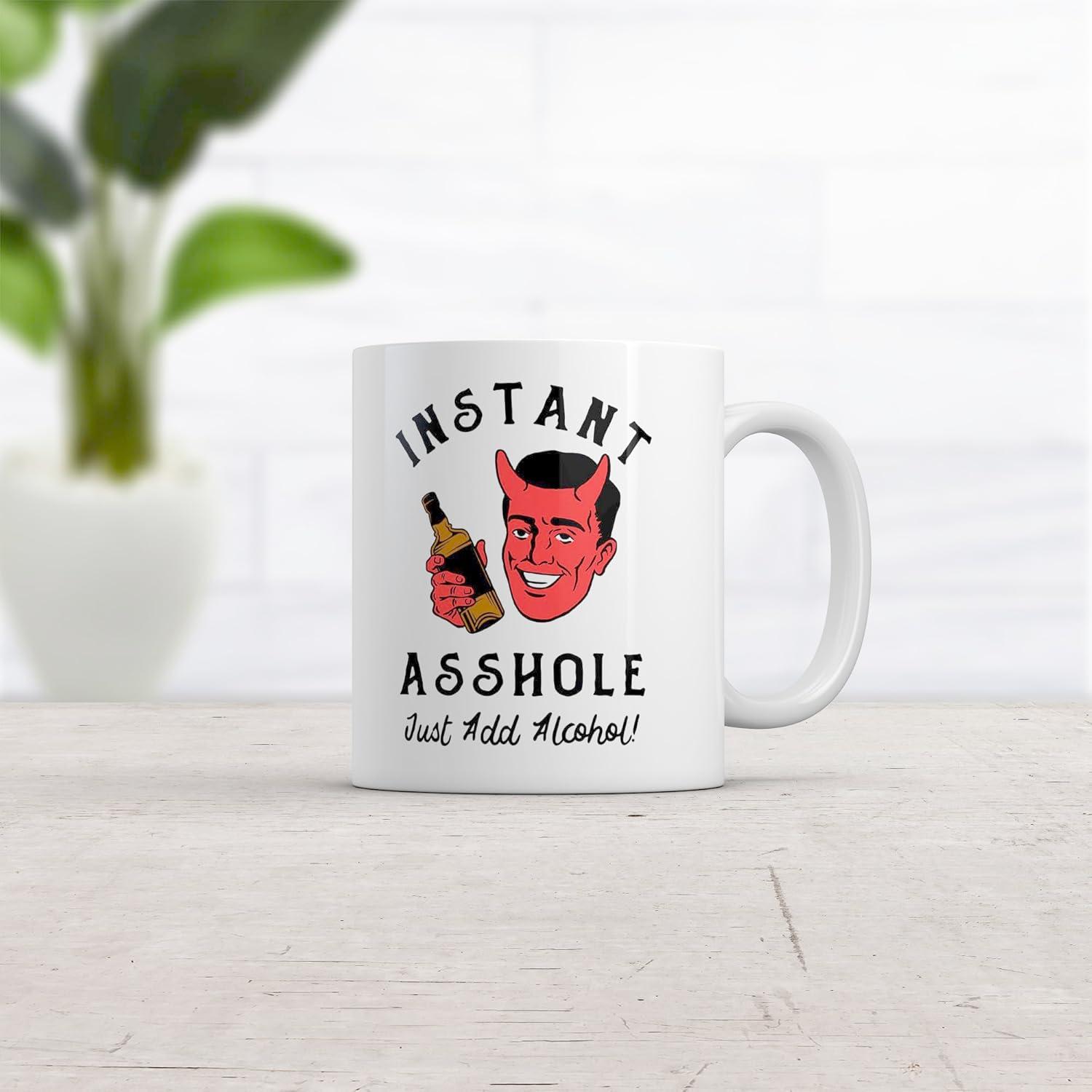 imageInstant Asshole Just Add Alcohol Mug Funny Drinking Jerk Devil Novelty Cup 11oz Microwave Safe Insulated Drinking Cup