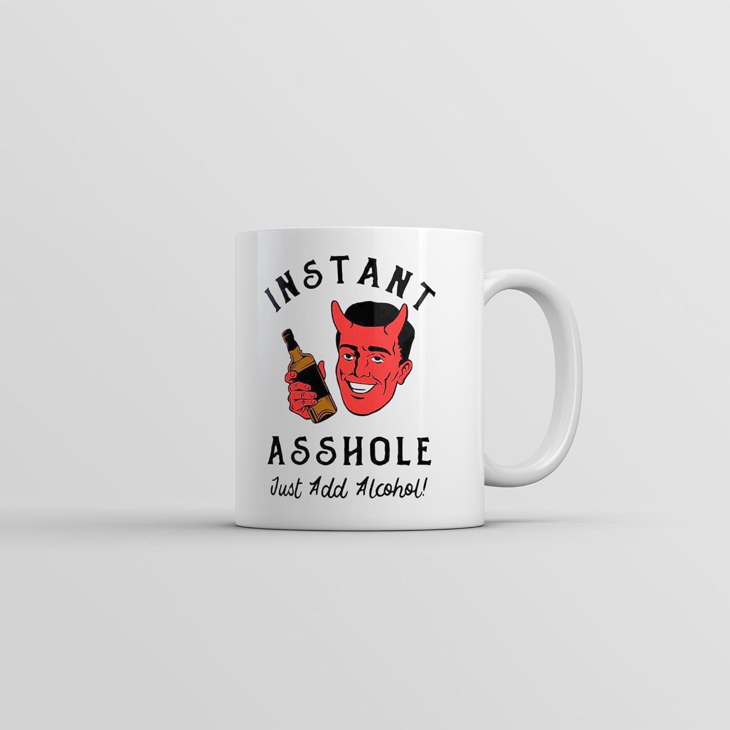 imageInstant Asshole Just Add Alcohol Mug Funny Drinking Jerk Devil Novelty Cup 11oz Microwave Safe Insulated Drinking Cup