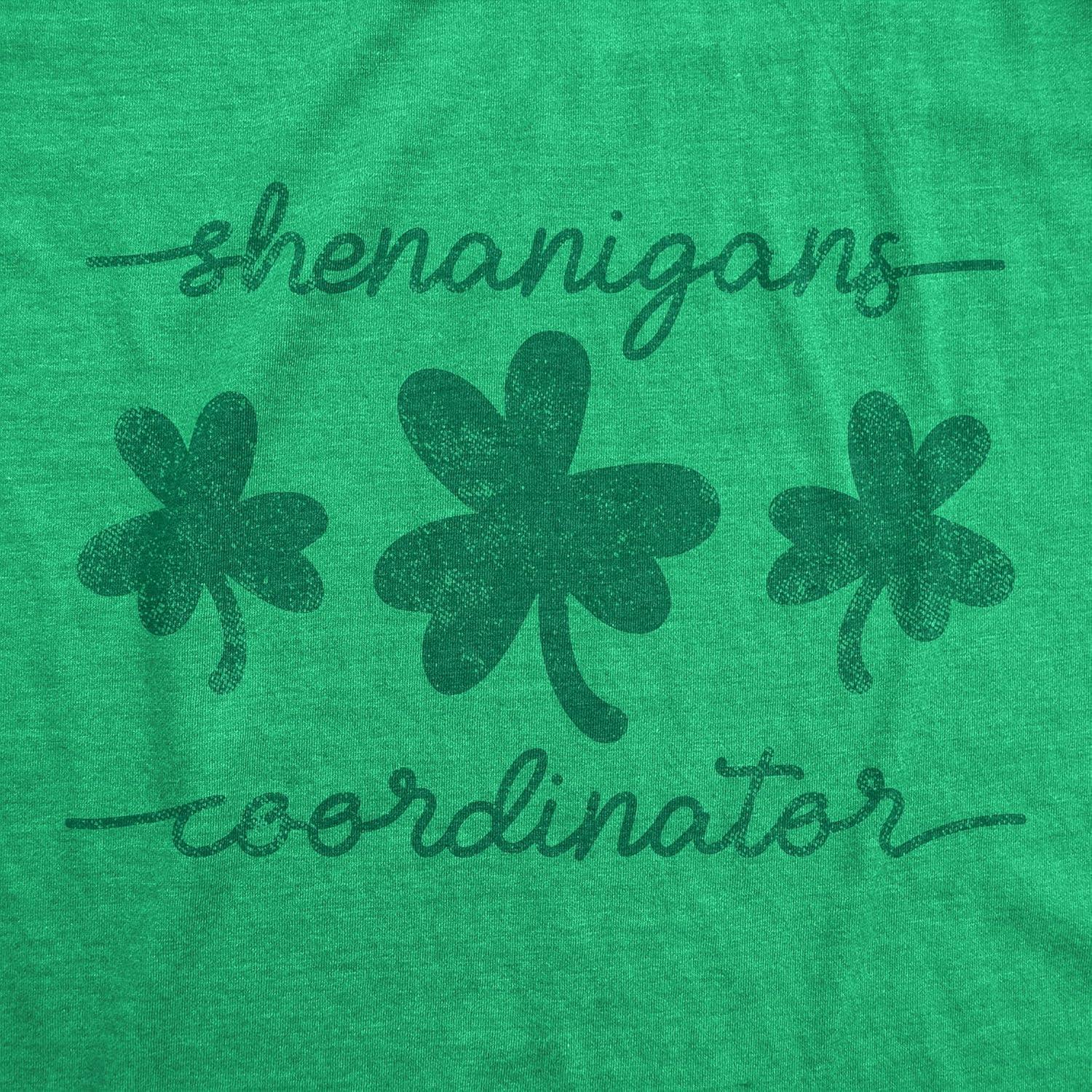 imageMens Shenanigans Coordinator T Shirt Funny Saint Patricks Day Parade Graphic Novelty Tee for GuysHeather Green