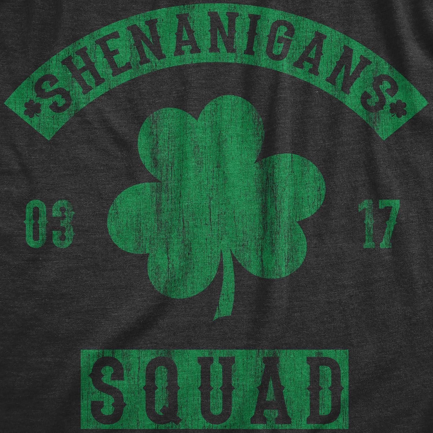imageMens Shenanigans Squad T Shirt Funny St Patricks Day Clover Graphic Saint Paddy TeeHeather Black