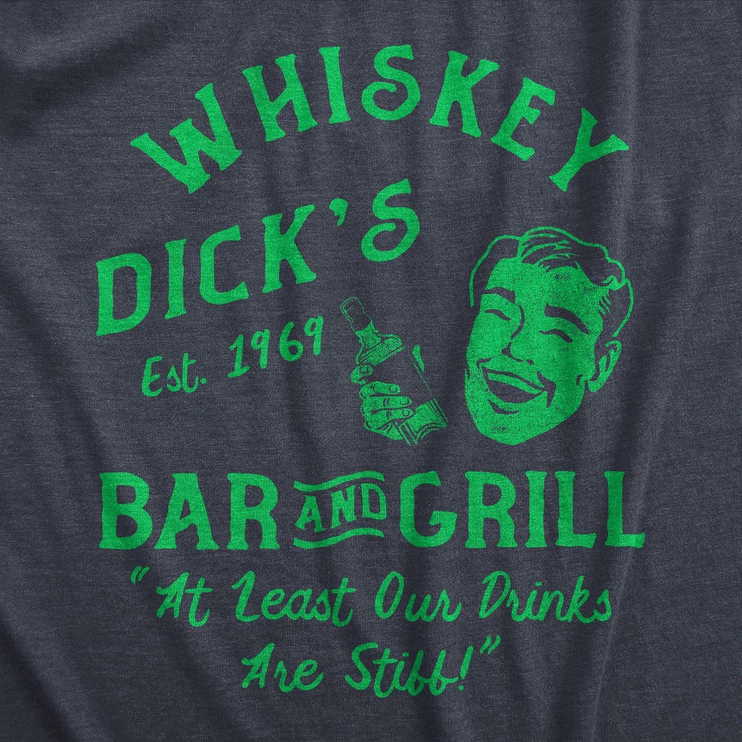 imageWhiskey Dicks Bar amp Grill Shirt for Men Funny Irish Drinking Tee for St Patricks Day Pub Crawls amp PartiesHeather Navy Dicks