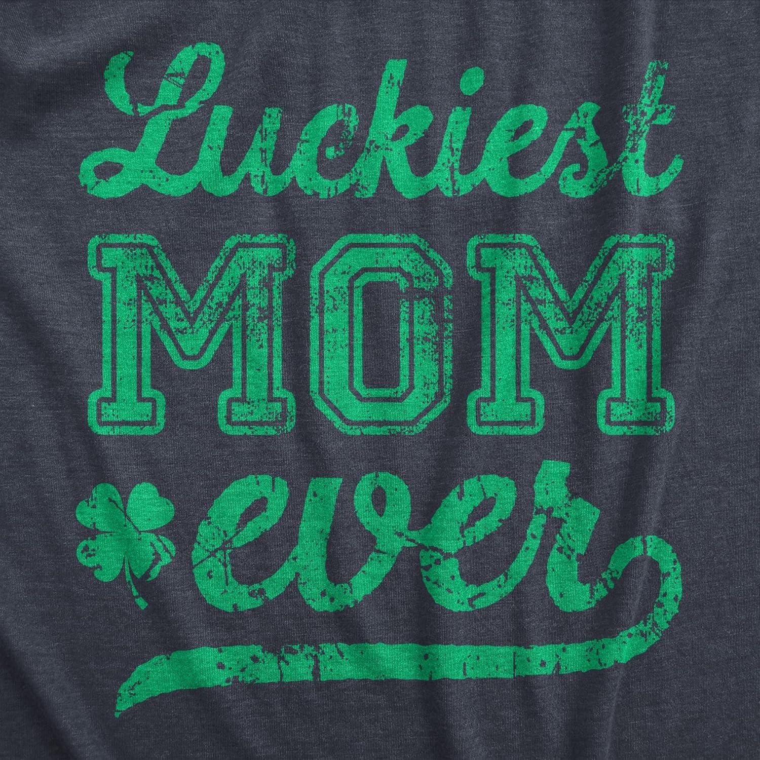 imageWomens Funny T Shirt Luckiest Mom Ever St Patricks Day Graphic Tee for LadiesHeather Navy Luckiest