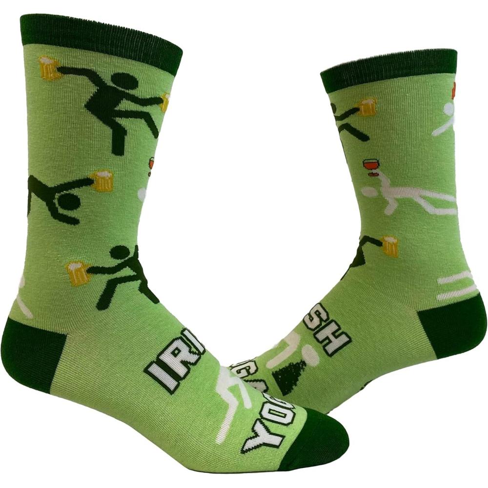 imageCrazy Dog TShirts Funny Socks for St Patricks Day Green Irish Socks for the Parade on Saint Pattys DayIrish Yoga