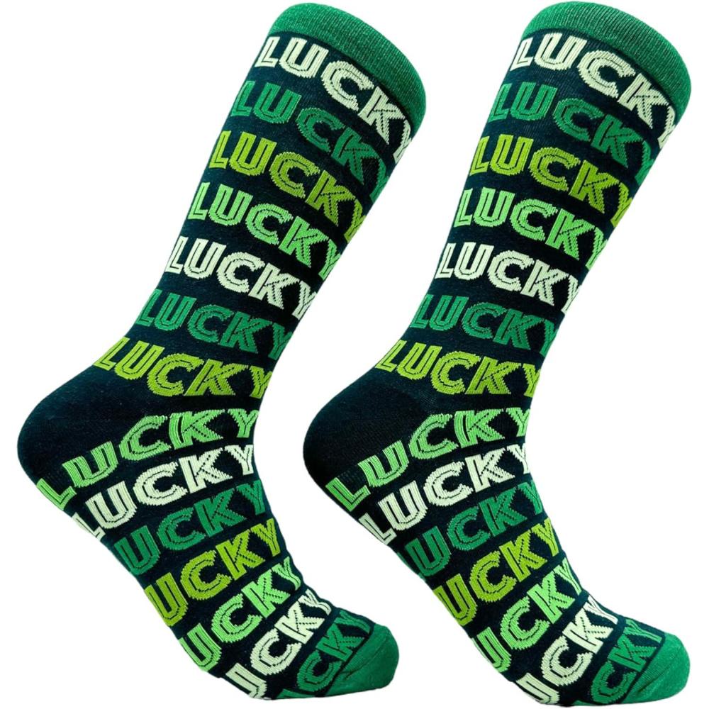 imageCrazy Dog TShirts Funny Socks for St Patricks Day Green Irish Socks for the Parade on Saint Pattys DayLucky Socks