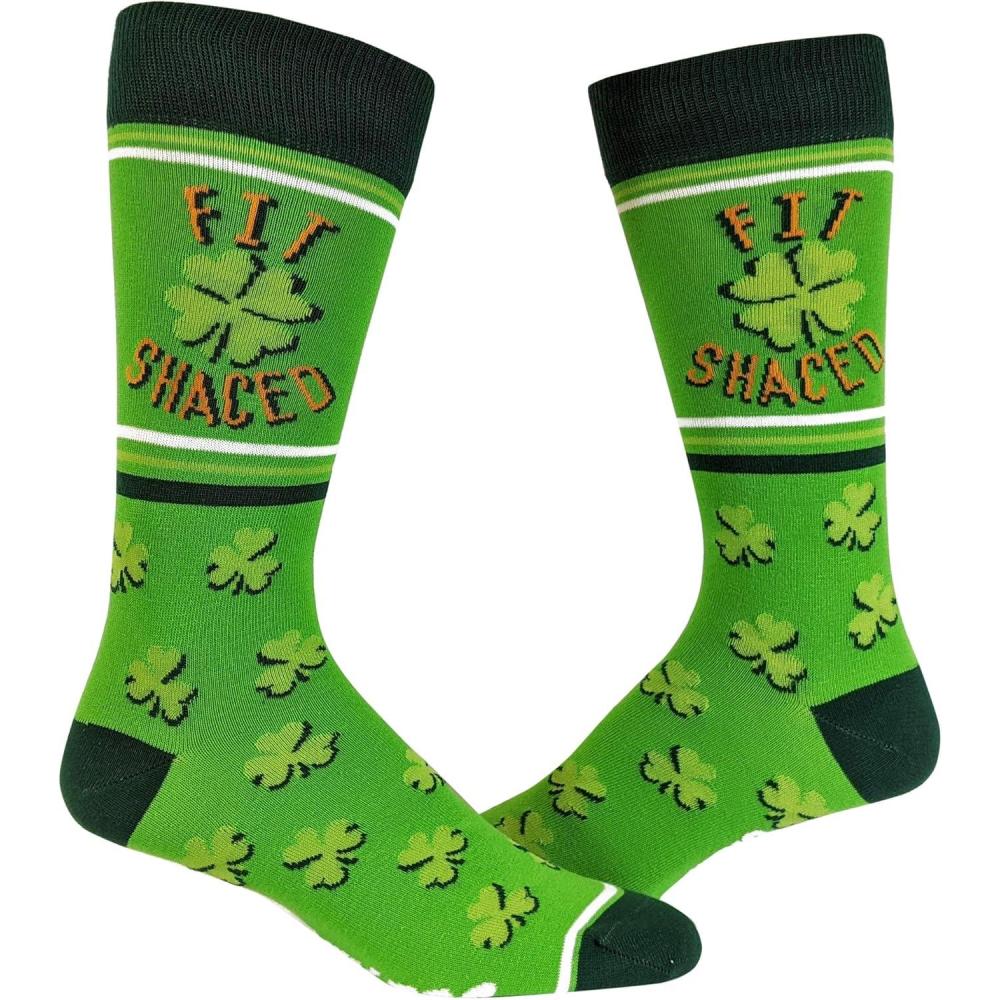 imageCrazy Dog TShirts Funny Socks for St Patricks Day Green Irish Socks for the Parade on Saint Pattys DayMens Fit Shaced
