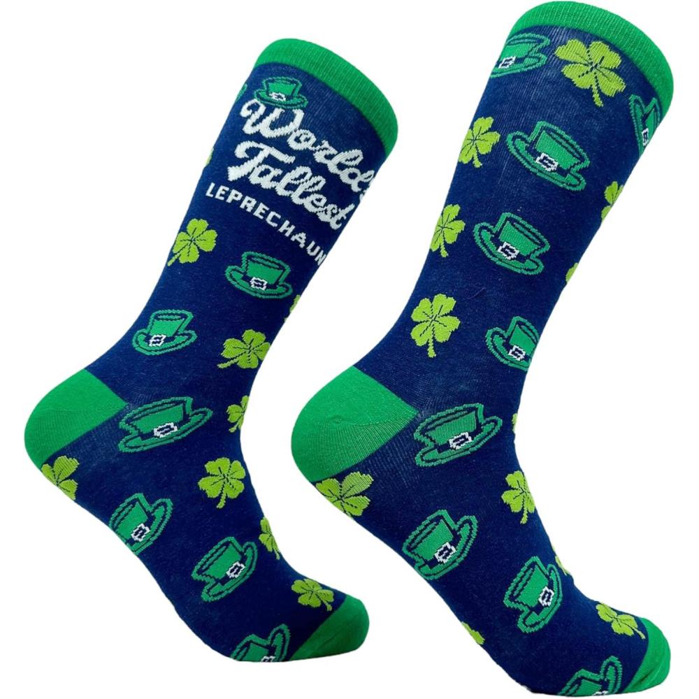 imageCrazy Dog TShirts Funny Socks for St Patricks Day Green Irish Socks for the Parade on Saint Pattys DayTallest Leprechaun