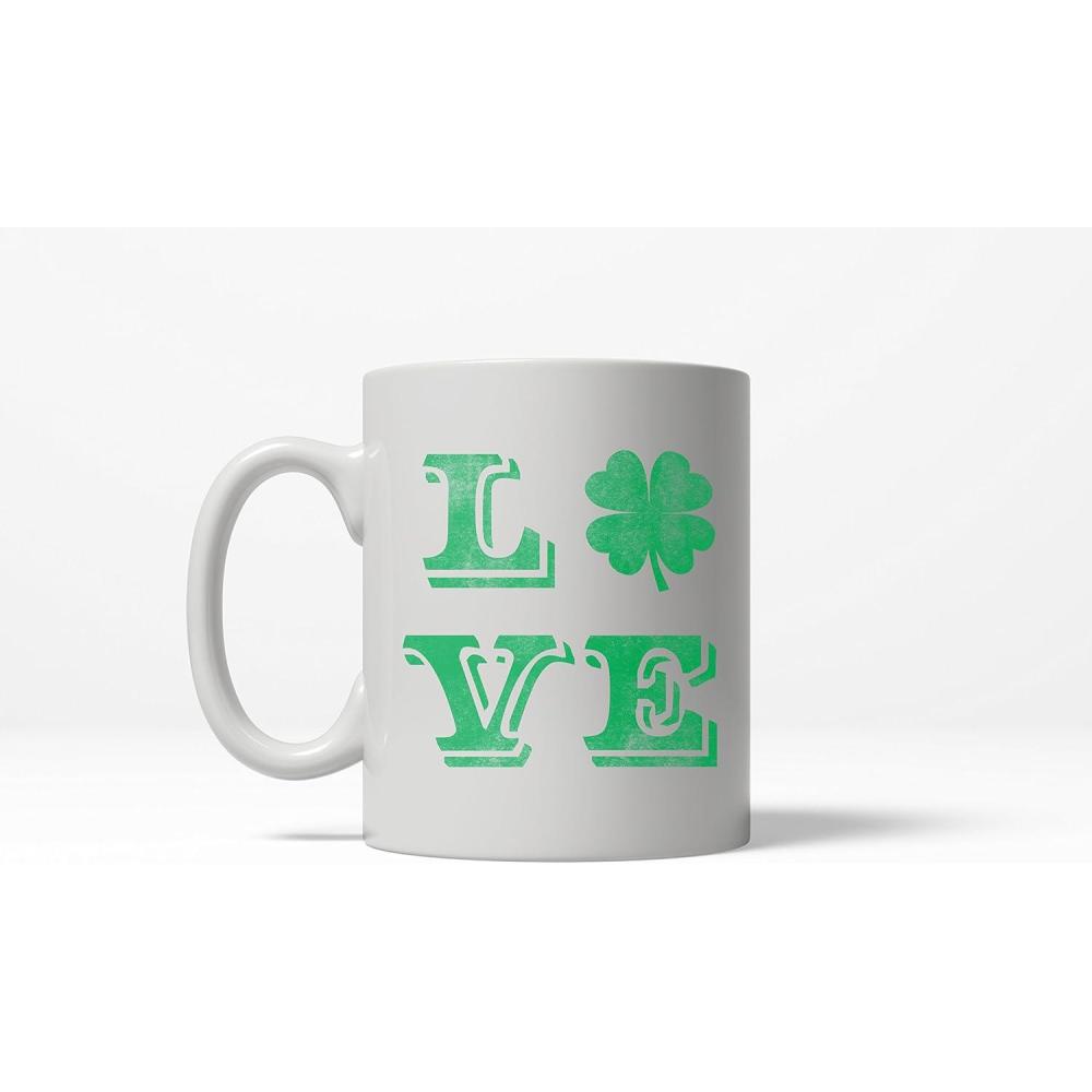 imageCrazy Dog TShirts LOVE Lucky Clover Vintage Cute Irish St Patricks Day Ceramic Coffee Drinking Mug 11oz Microwave Safe Insulated Drinking Cup