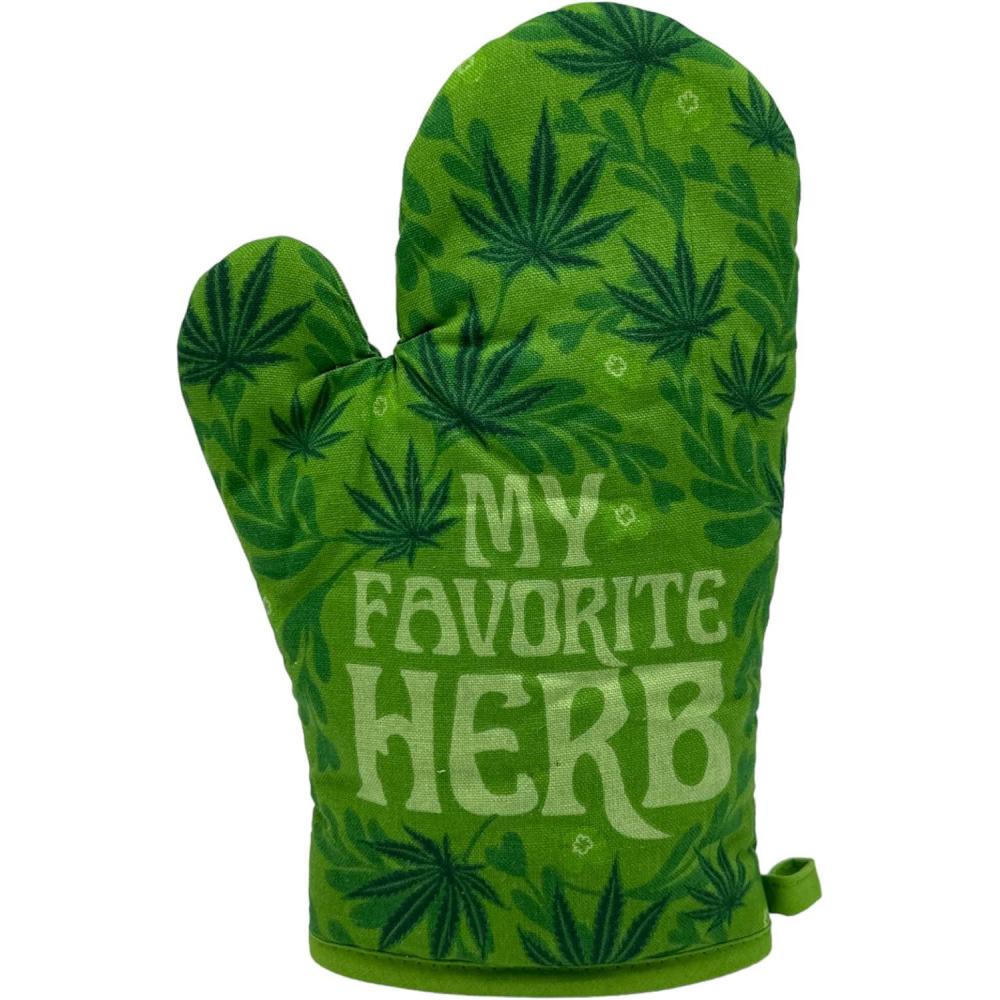 imageCrazy Dog TShirts My Favorite Herb Funny 420 Pot Leaf Smoking Novelty Kitchen Utensils Funny Graphic Kitchenwear 420 Cool Food Novelty Cookware Green Oven MittOven Mitt