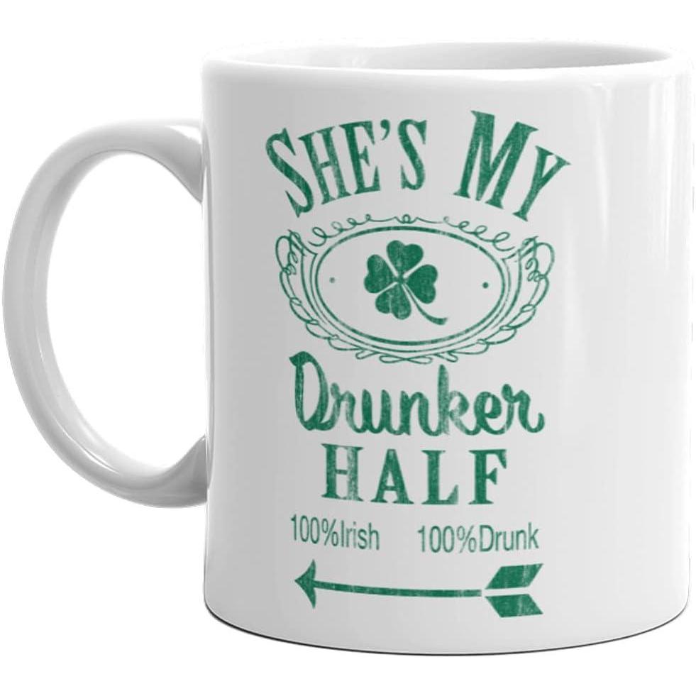 imageCrazy Dog TShirts Shes My Drunker Half Mug Funny St Patricks Day Relationship Drinking Coffee Cup 11oz Microwave Safe Insulated Drinking Cup