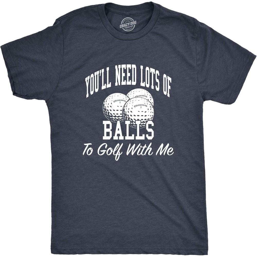 imageFunny Golf Shirt for Men Youll Need Lots of Balls to Golf with Me Graphic Tee Soft Cotton Blend Sporting Humor Outfit Gag Gift for Golfers Dad Husband or Friends Navy 5XL