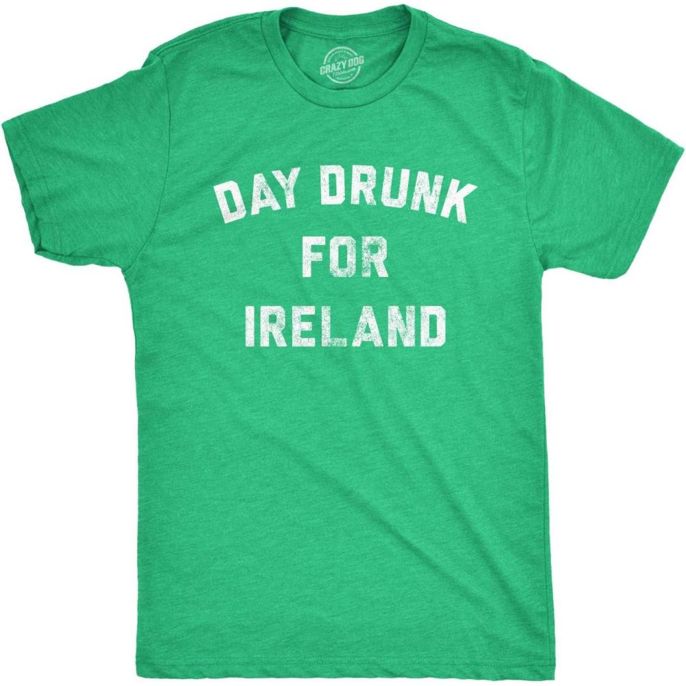 imageMens Day Drunk for Ireland T Shirt Funny Irish Pride St Patricks Day Party TeeHeather Green