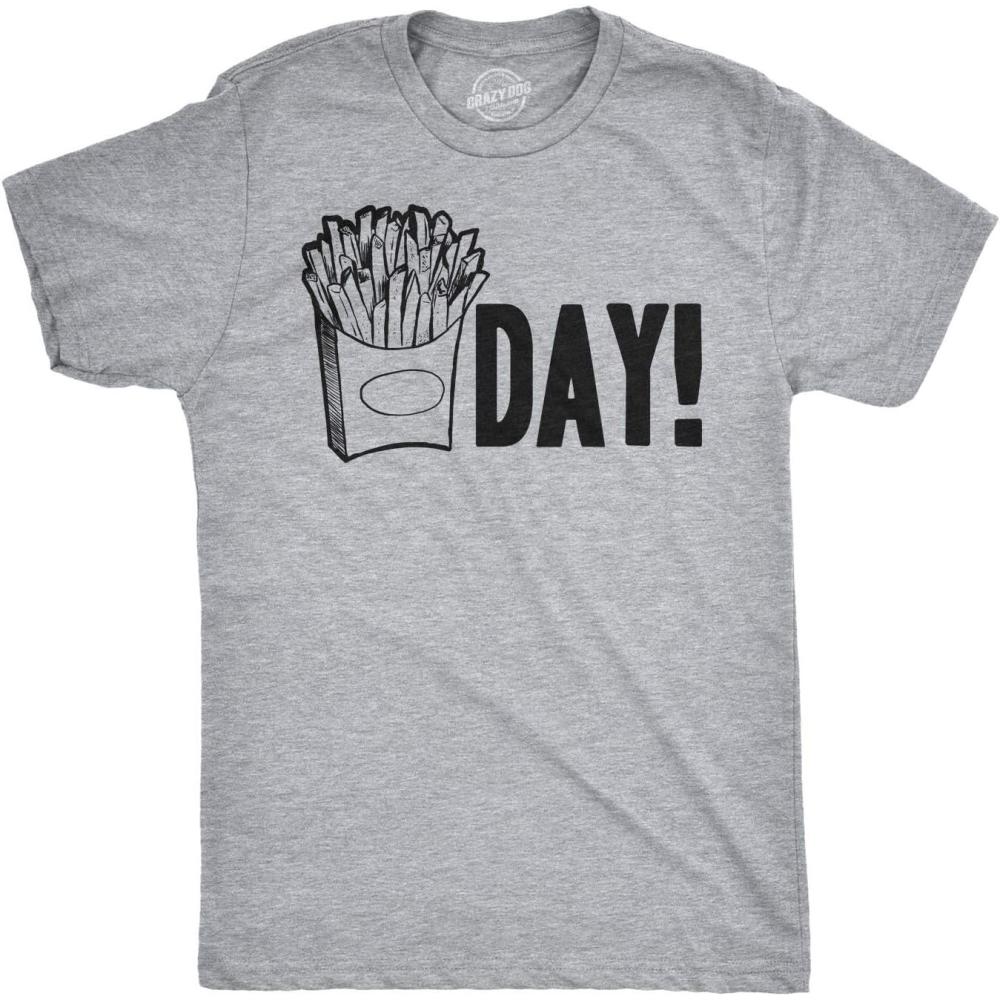 imageMens Fry Day Friday T Shirt Funny Fast Food French Fry Weekend TGIF TeeLight Heather Grey