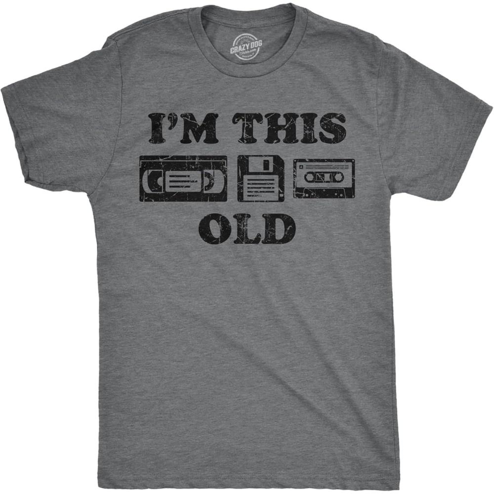 imageMens Funny T Shirts Im This Old Oldometer 40 50 or 60 and More Sarcastic Birthday Graphic Novelty Tees for MenDark Heather Grey Im This Old